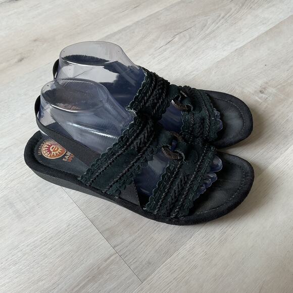 Earth Spirit Washington Black Leather Suede Slingback Sandals WMS 9 - Picture 5 of 13